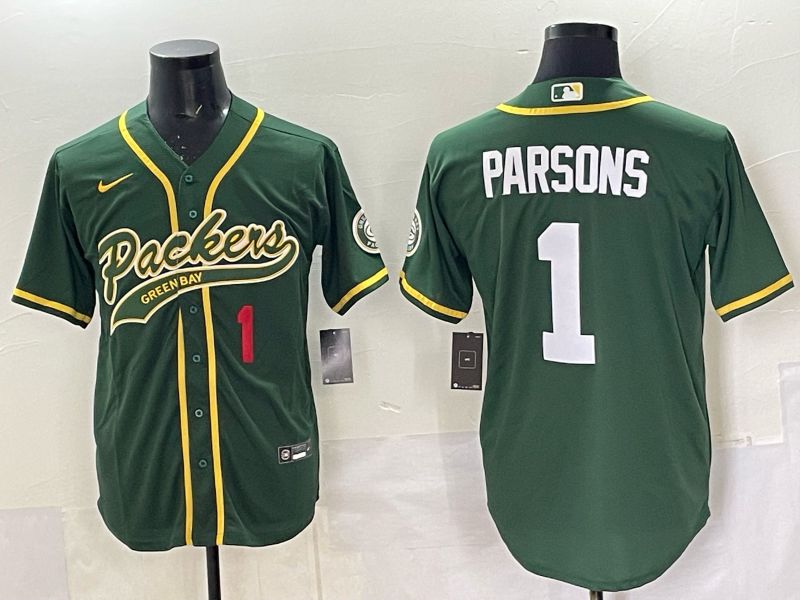 Men 2025 Nike Green Bay Packers #1 Parsons Green Joint Name  Limited NFL Jersey style 041->green bay packers->NFL Jersey